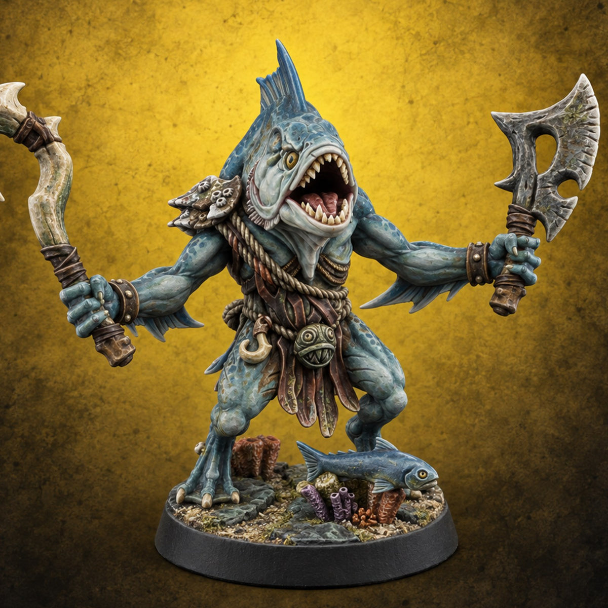 Madness Comes in Shoals Kuo-toa Tide Raider E — painted concept preview (miniature supplied unpainted)