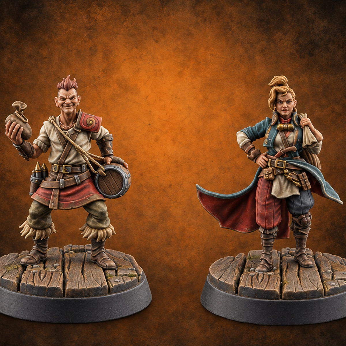 Grin and Barrel It Human Gunpowder Merchants — painted concept preview (miniature supplied unpainted)