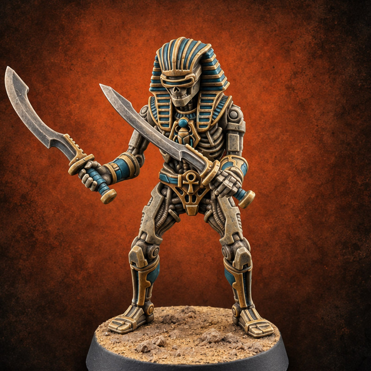 Sandstorm Protocol Warforged Scarab Soldier H — painted concept preview (miniature supplied unpainted)
