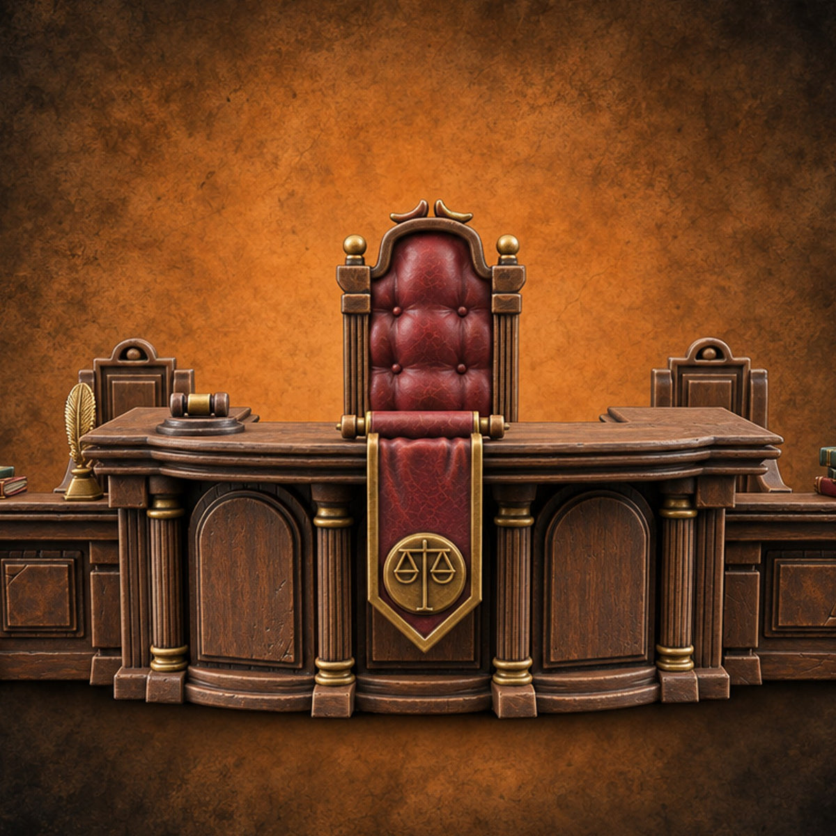 Objection Sustained, Furniture Assembled Wooden Courtroom Furniture F — painted concept preview (terrain supplied unpainted)