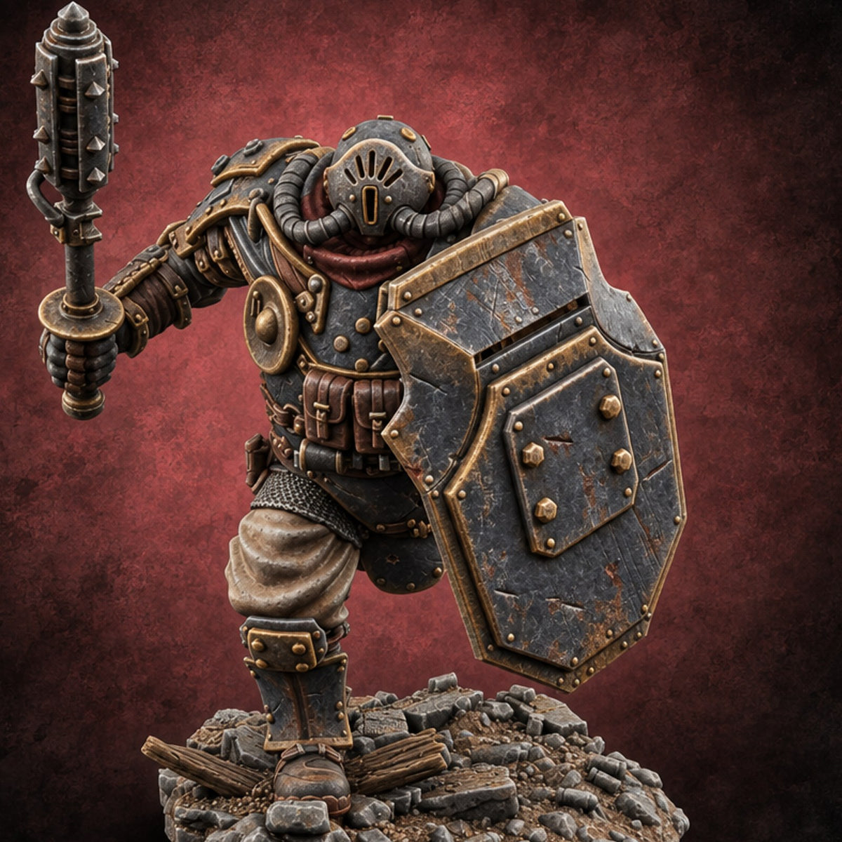 Breathing Rubble, Holding Ground Human Iron Guard Soldier C — painted concept preview (miniature supplied unpainted)