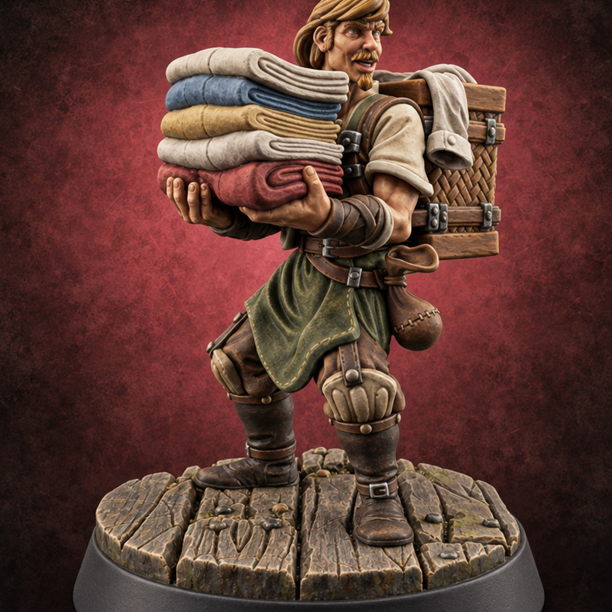 Fresh Folds, Heavy Load Human Laundry Worker A — painted concept preview (miniature supplied unpainted)