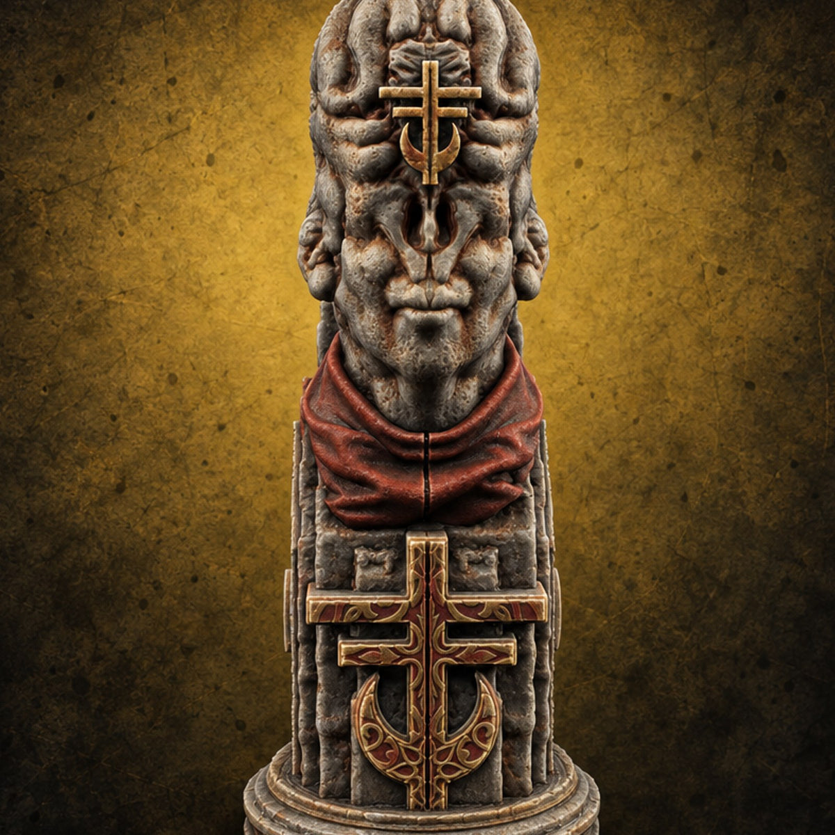 Every Face, One Creed Heretic Statue I — painted concept preview (terrain supplied unpainted)