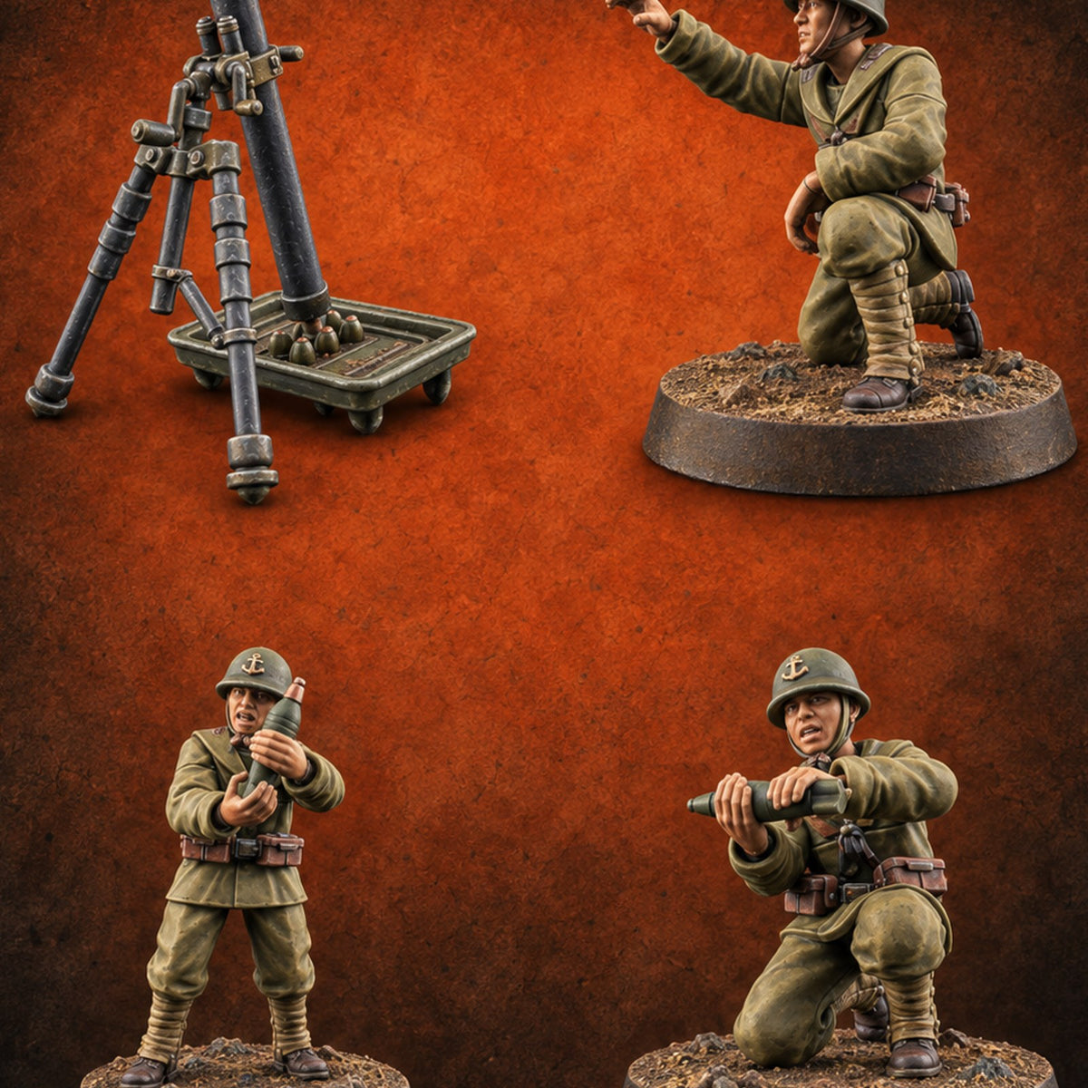 Fire in the Hole Japanese Naval Mortar Team — painted concept preview (miniature supplied unpainted)