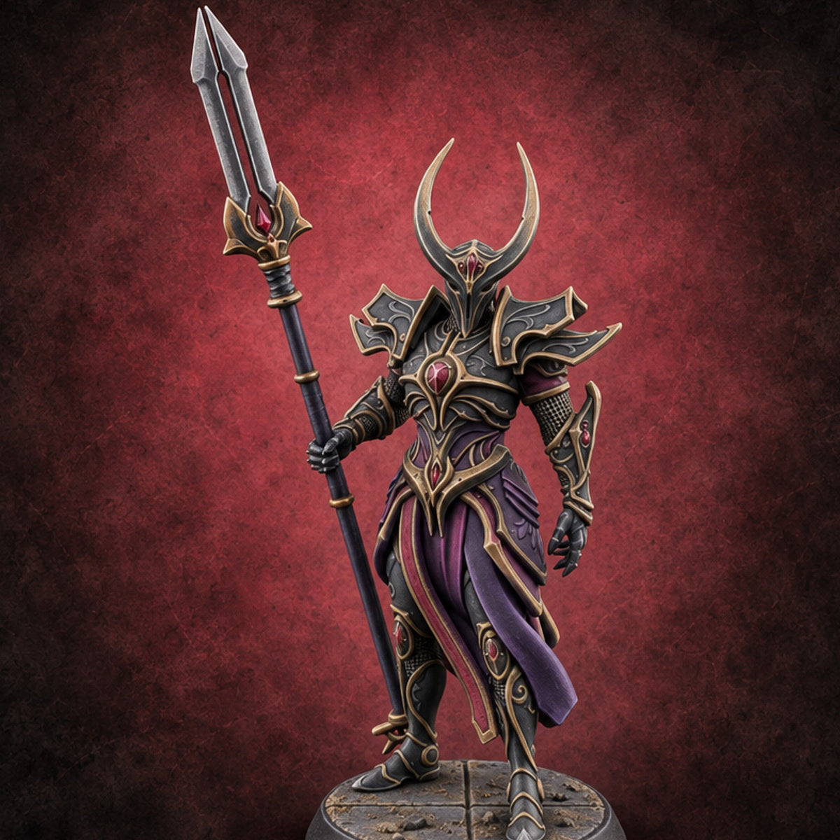 Not Taking Questions Drow Warlock — painted concept preview (miniature supplied unpainted)