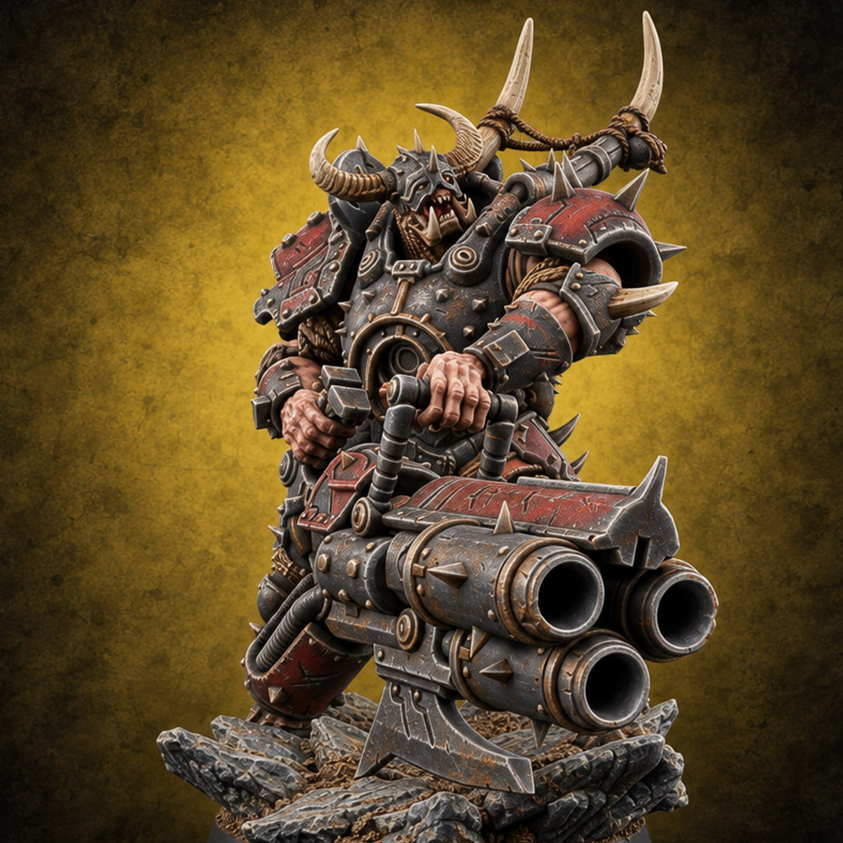 Heavy Metal, Heavier Hands Ogre Armoured Brute I — painted concept preview (miniature supplied unpainted)