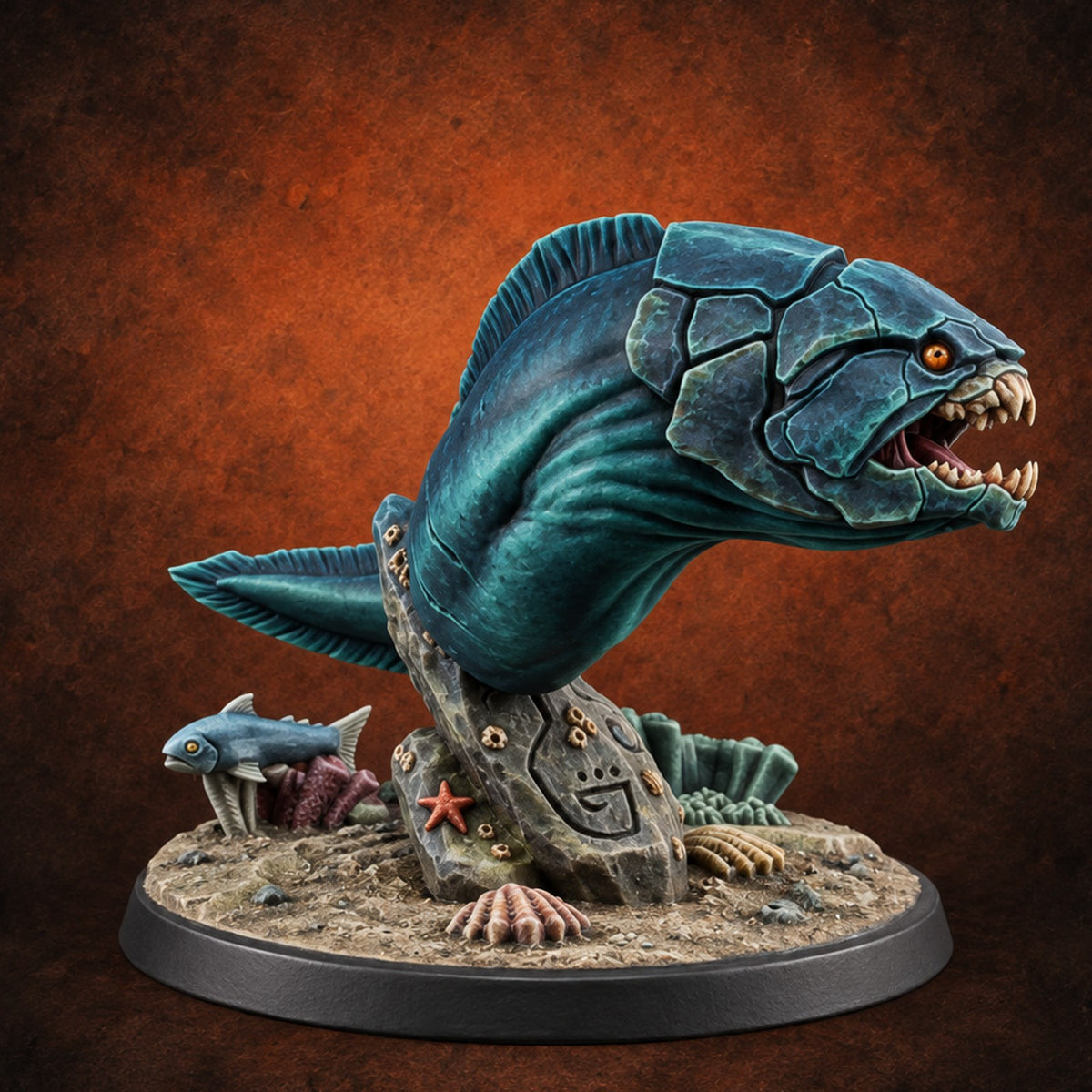 The Reef Has Drawn Blood Giant Sea Eel C — painted concept preview (miniature supplied unpainted)