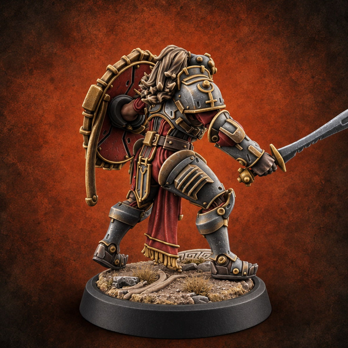 Phalanx Holds Past Sunset Human Hoplite Warrior E — painted concept preview (miniature supplied unpainted)