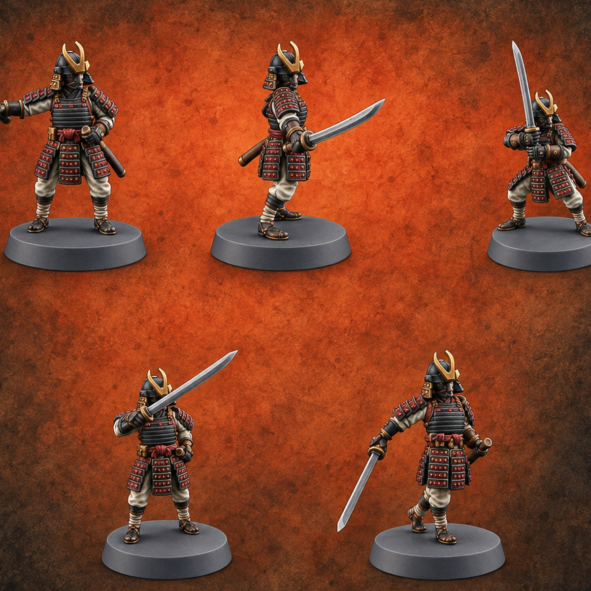 Swords Drawn Human Umikage Guards — painted concept preview (miniature supplied unpainted)