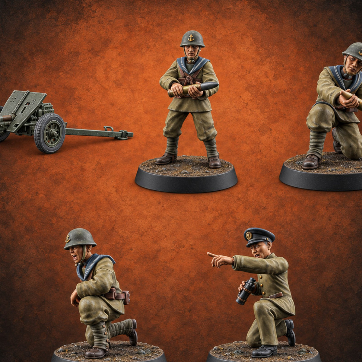 Working the Gun Japanese Naval Artillery Team — painted concept preview (miniature supplied unpainted)