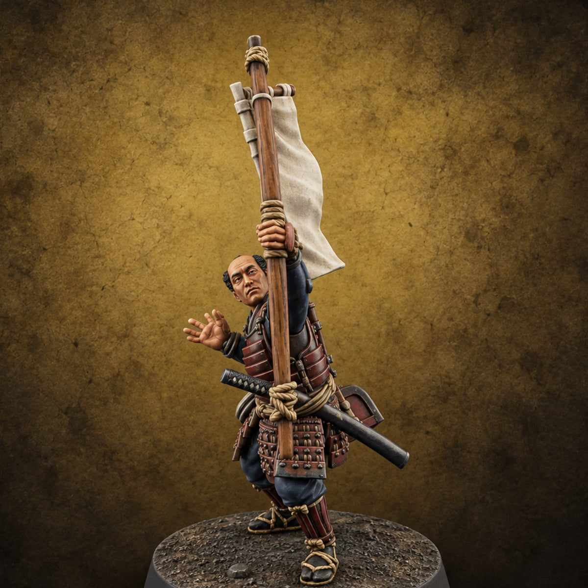 Bowstrings Taut Human Ashigaru Archer B — painted concept preview (miniature supplied unpainted)