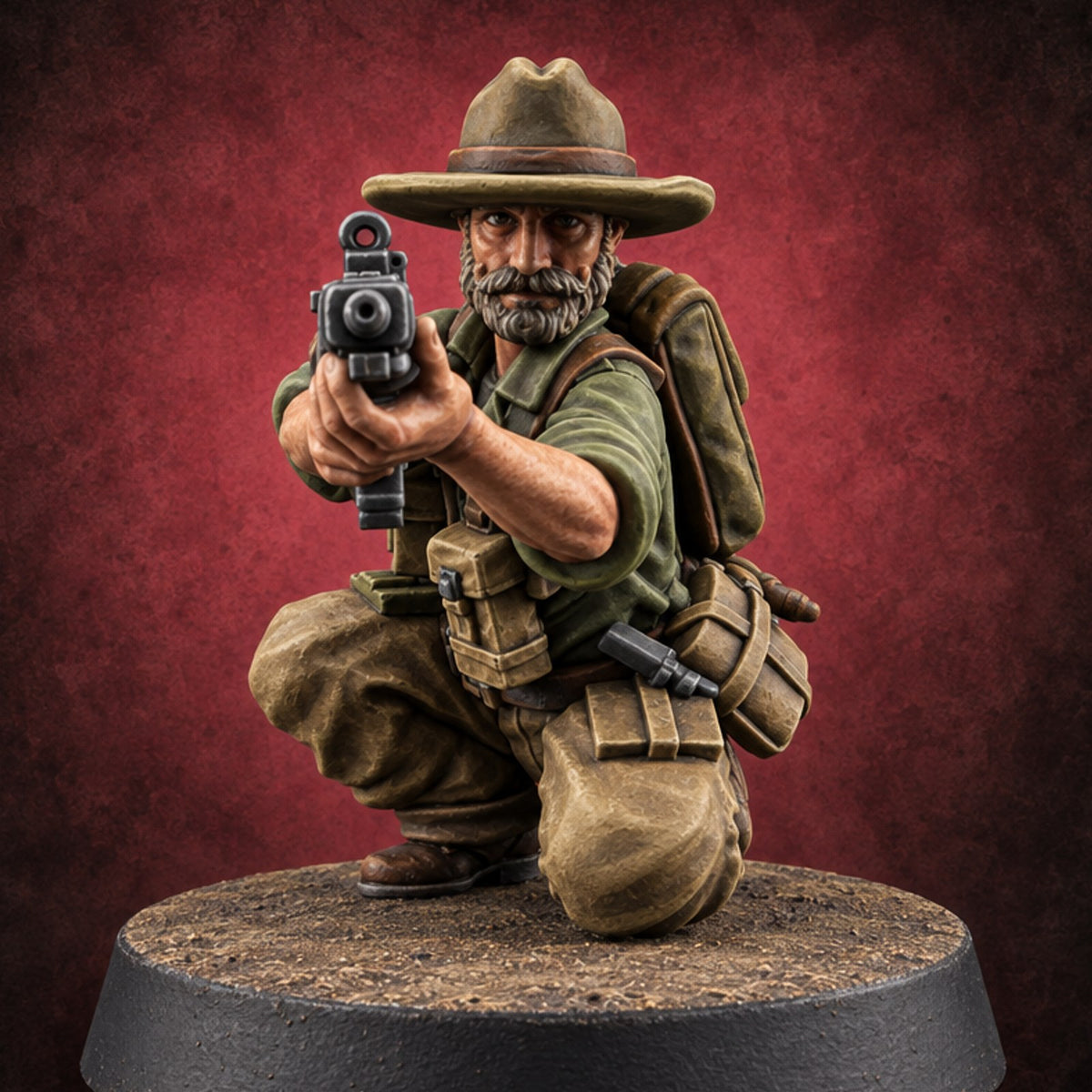 Brims Low, Bullpups Up Human Rifleman in Slouch Hat F — painted concept preview (miniature supplied unpainted)