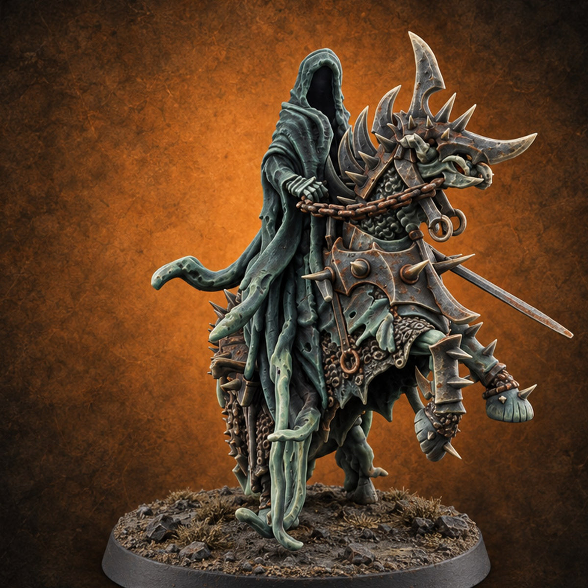 Shroud Streaming, Hooves Rising Wraith Rider — painted concept preview (miniature supplied unpainted)
