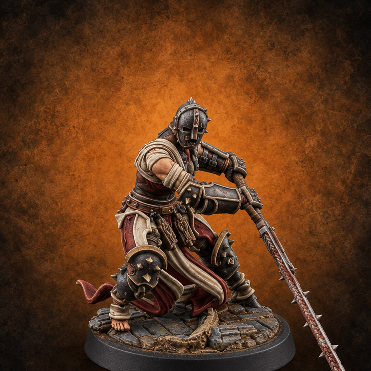 Penitents with Barbed Intent Human Spiked Warrior B — painted concept preview (miniature supplied unpainted)