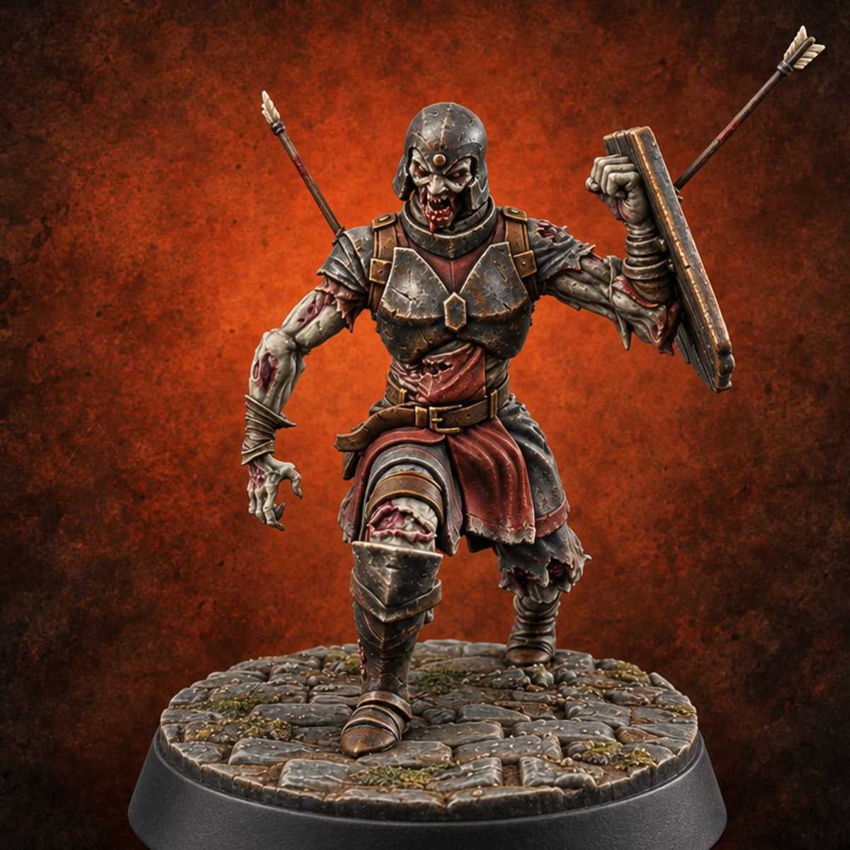 Dead Set Against Rest Zombie Warrior A — painted concept preview (miniature supplied unpainted)