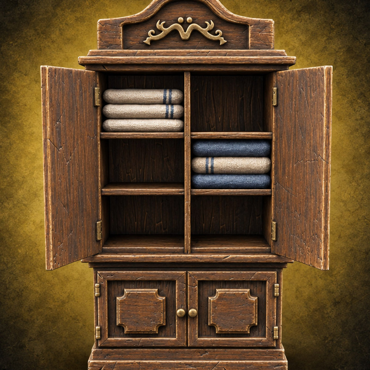 Fresh Linens Wooden Linen Storage Cabinet — painted concept preview (terrain supplied unpainted)