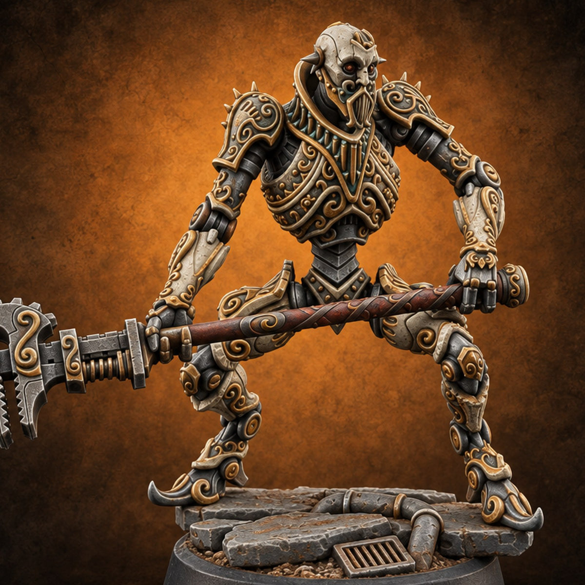 Strings Cut, Still Swinging Warforged Marionette Automaton B — painted concept preview (miniature supplied unpainted)