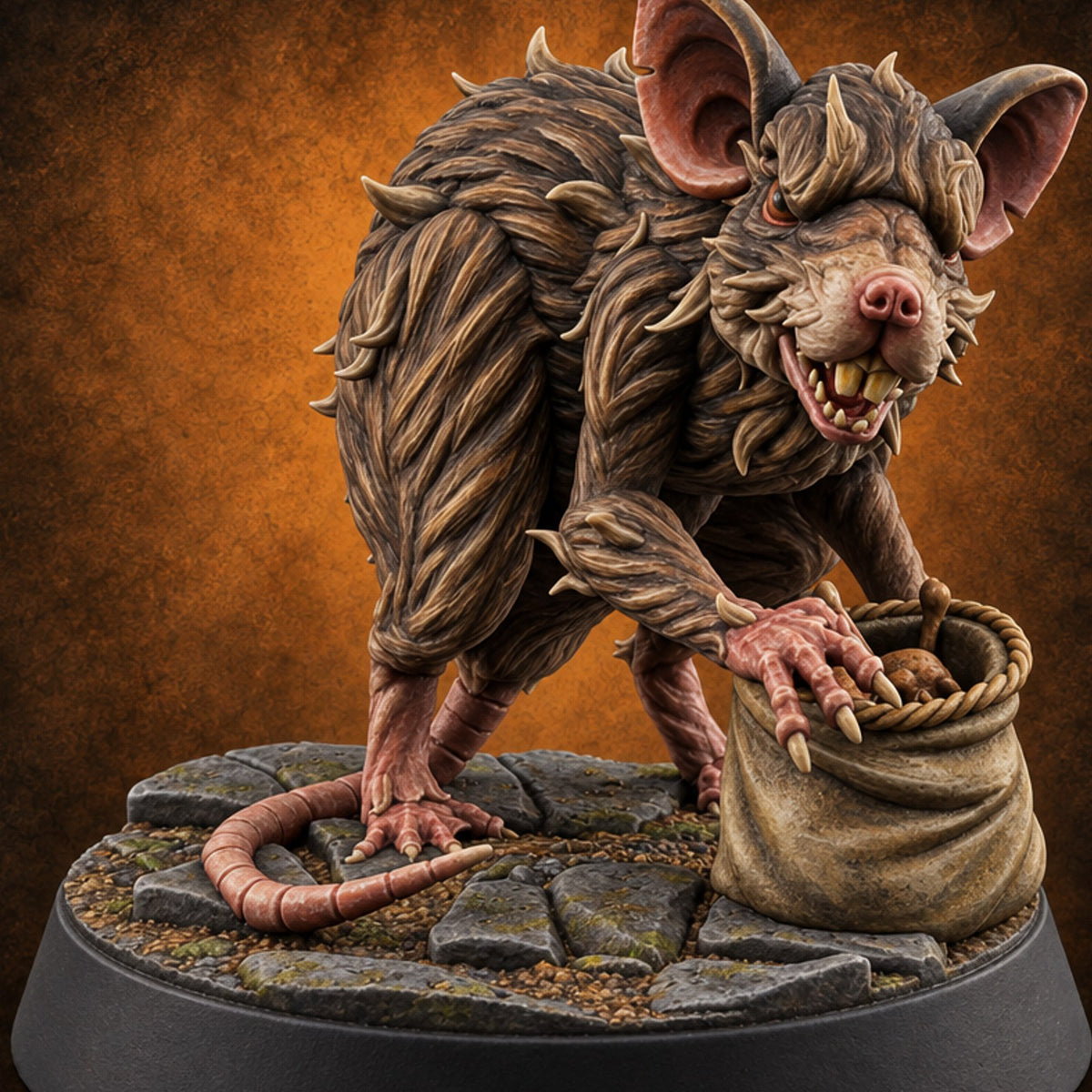 Fur Bristling Giant Rat B — painted concept preview (miniature supplied unpainted)