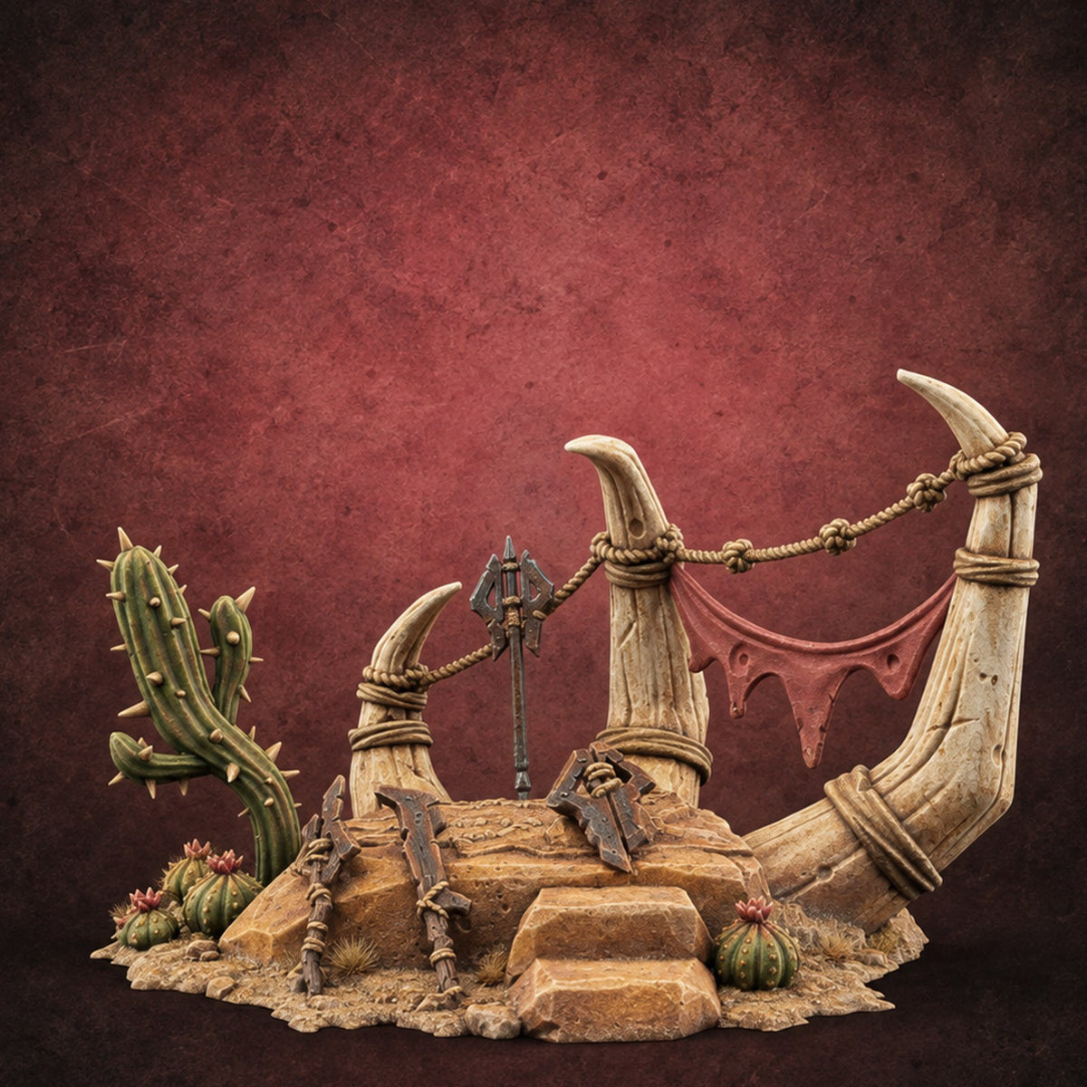 Lashed to Every Horn Horn-Spired Lookout B — painted concept preview (terrain supplied unpainted)