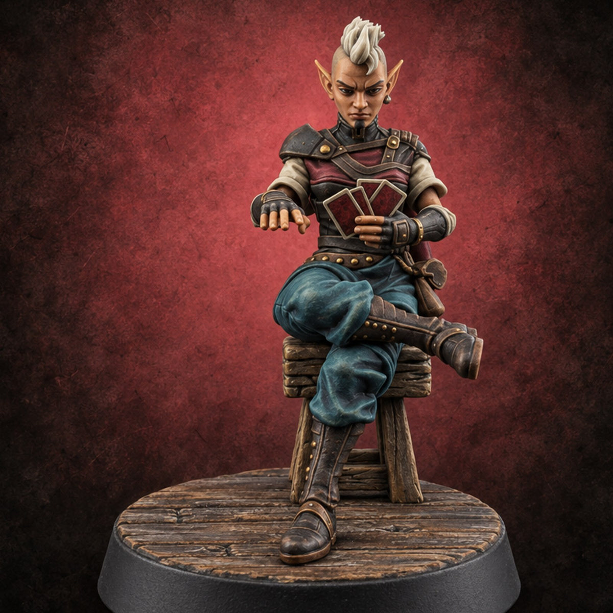 Nobody Trusts the Dealer Card Player B — painted concept preview (miniature supplied unpainted)
