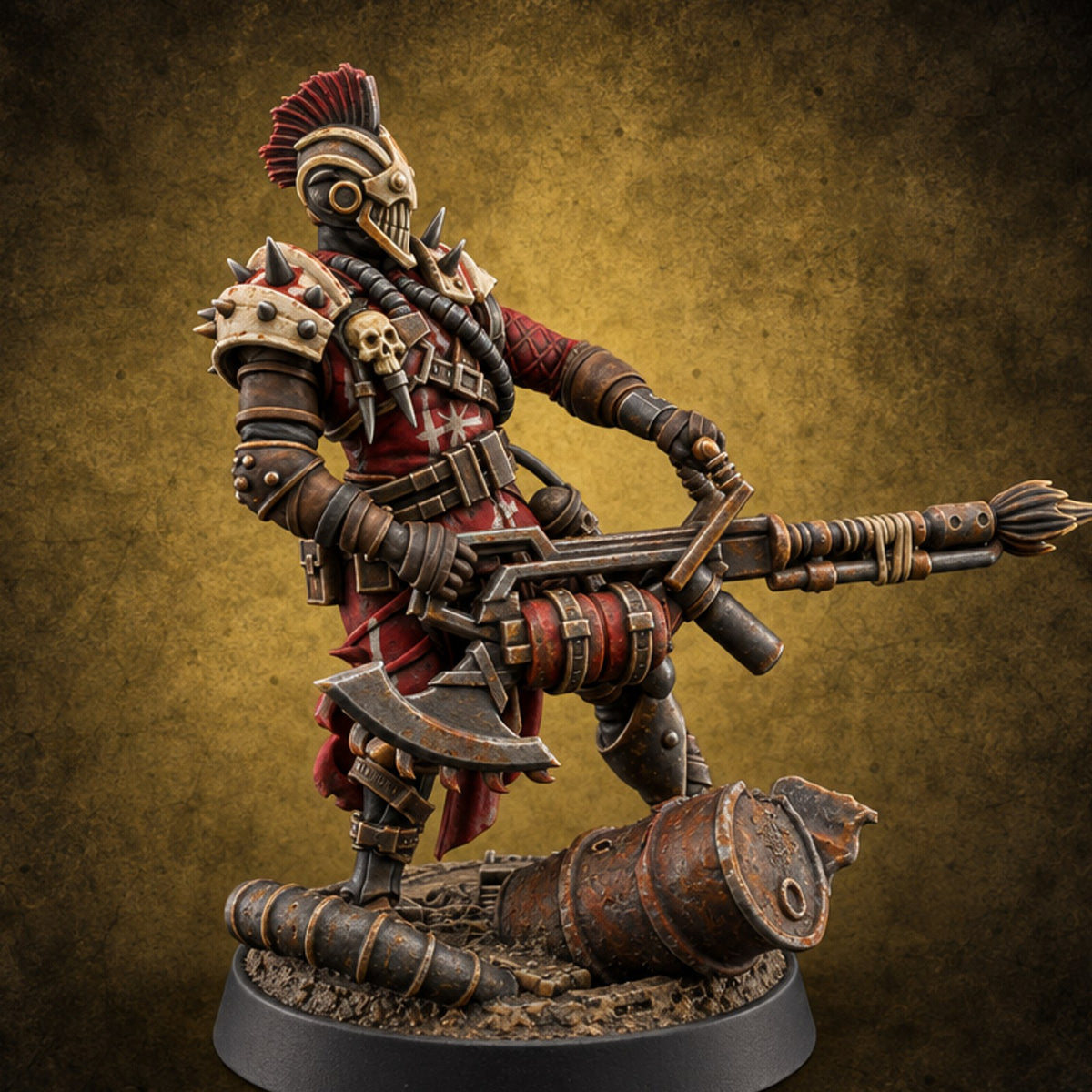 Rust Chapel Rabble Human Cultist B — painted concept preview (miniature supplied unpainted)