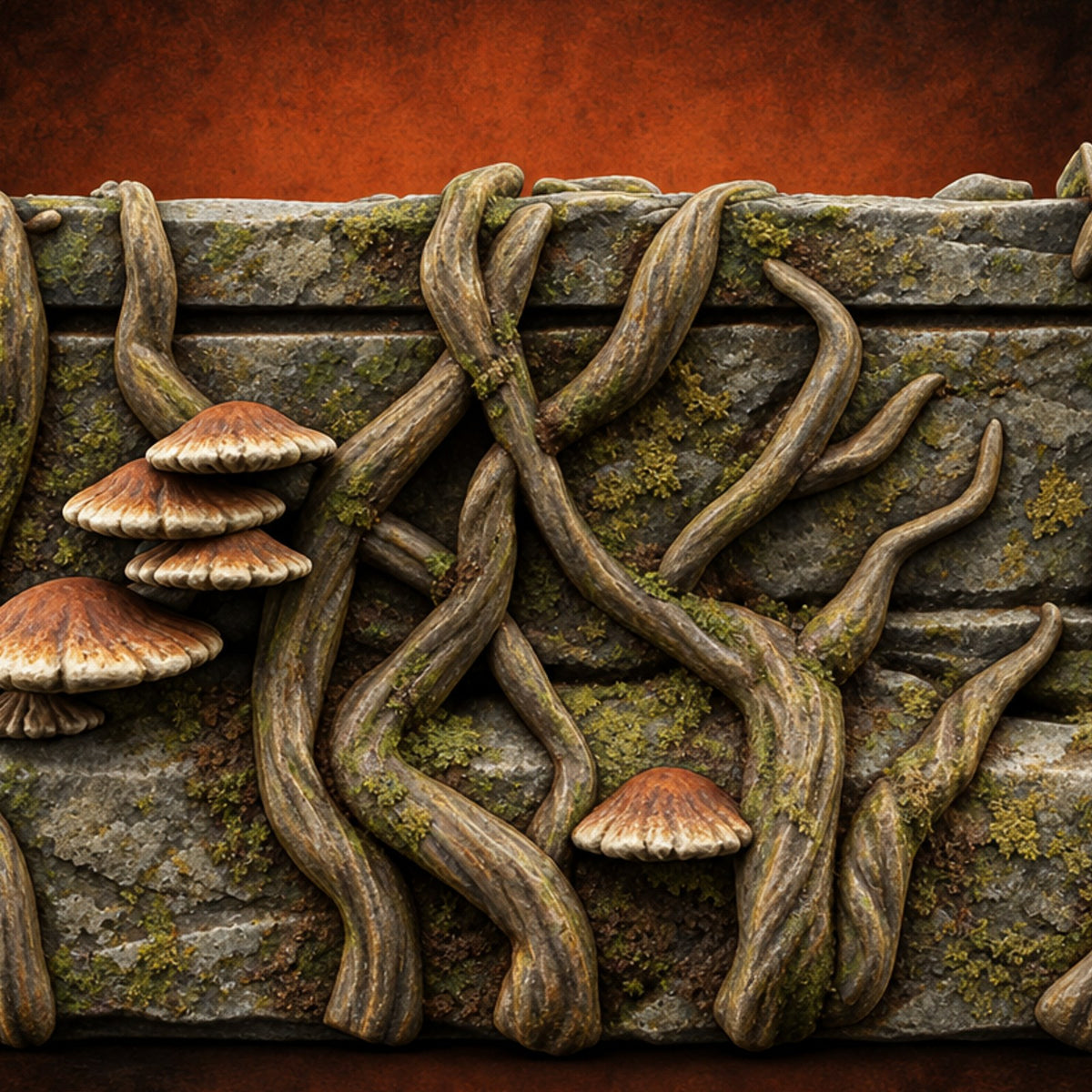 Rot Moved In, Rank and File Fungal Battlefield Terrain Prop A — painted concept preview (terrain supplied unpainted)