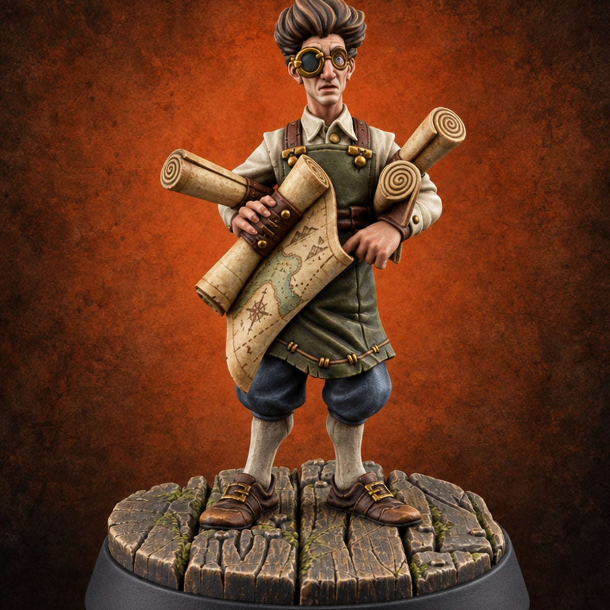 Scrolls Under Every Arm Human Cartographer B — painted concept preview (miniature supplied unpainted)