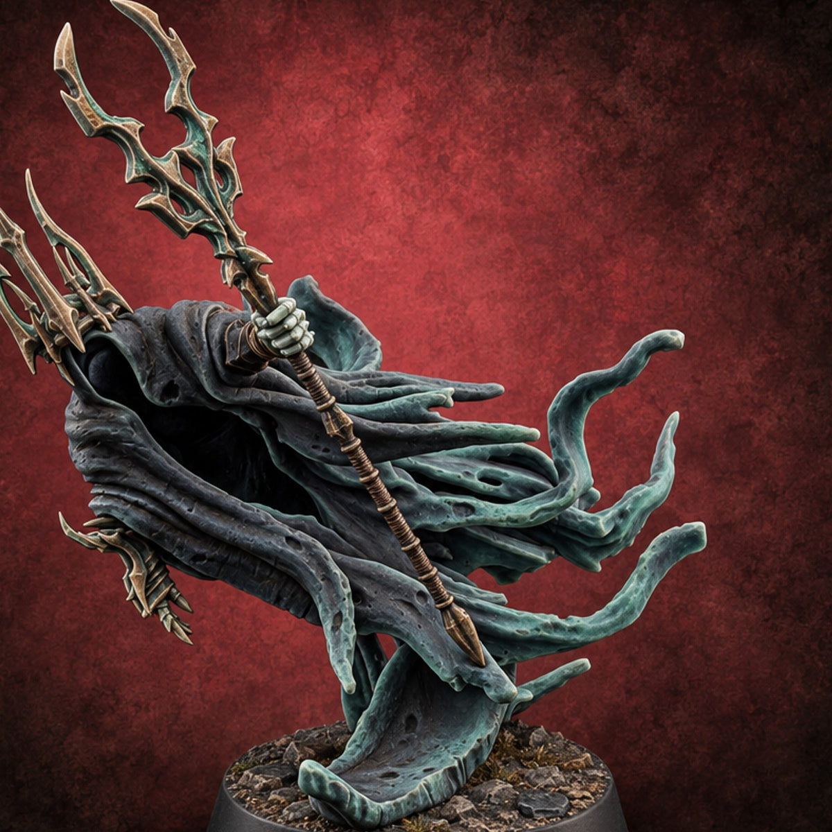 Crowned Over an Empty Hood Wraith Mage C — painted concept preview (miniature supplied unpainted)