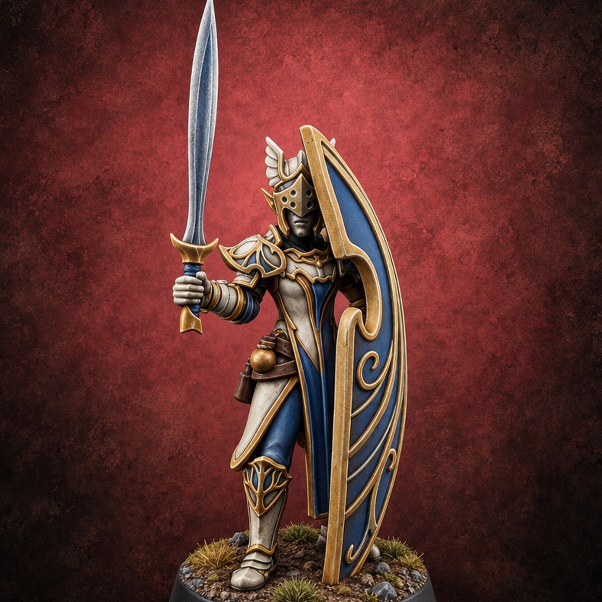 Wings on Every Brow Elf Regal Guard A — painted concept preview (miniature supplied unpainted)