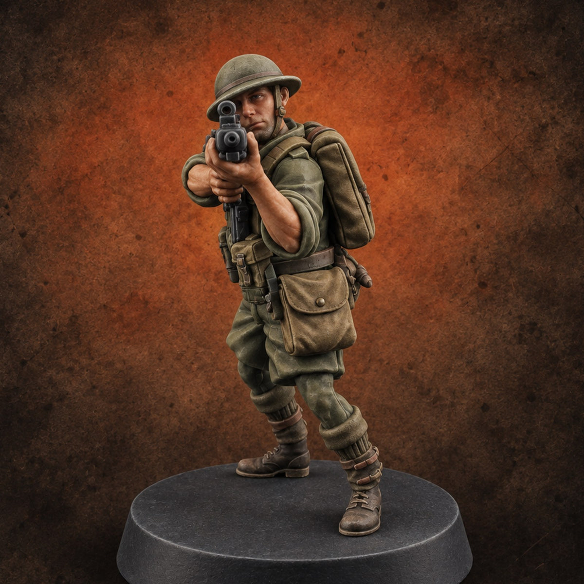 Sweeping the Perimeter Human Bullpup Rifleman B — painted concept preview (miniature supplied unpainted)