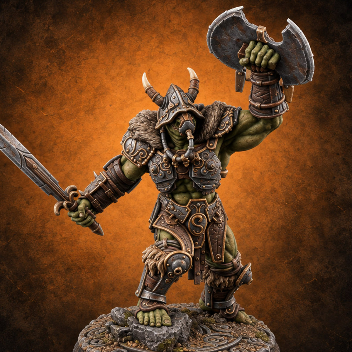 Loud Before They Arrive Orc Heavy Warrior E — painted concept preview (miniature supplied unpainted)
