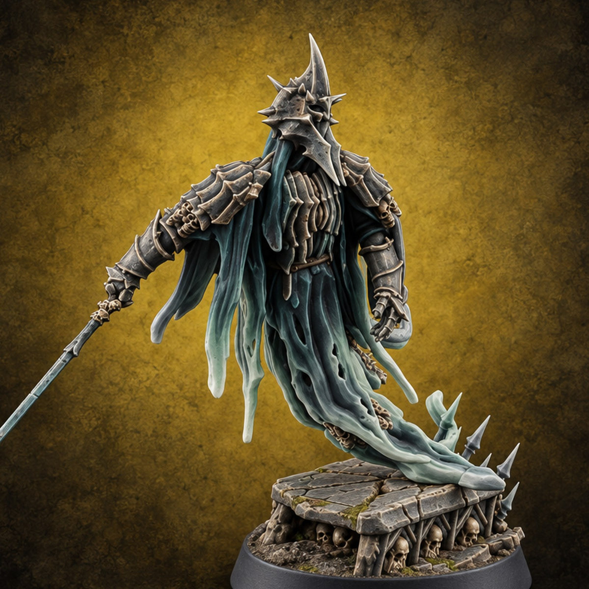 Hem Dissolving Into Smoke Wraith Sword Warrior B — painted concept preview (miniature supplied unpainted)
