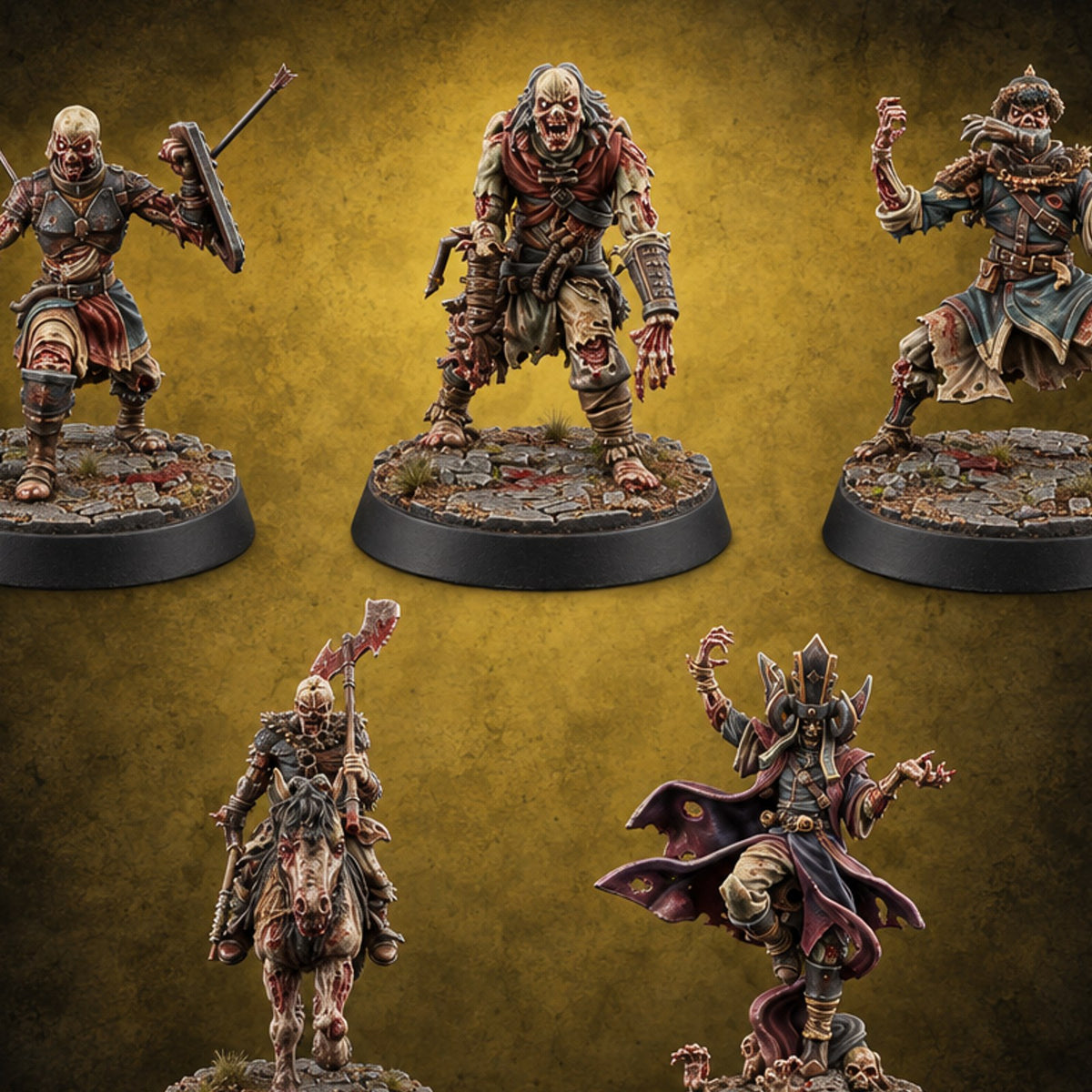Dead Set Against Rest Zombie Warband with Necromancer — painted concept preview (miniature supplied unpainted)