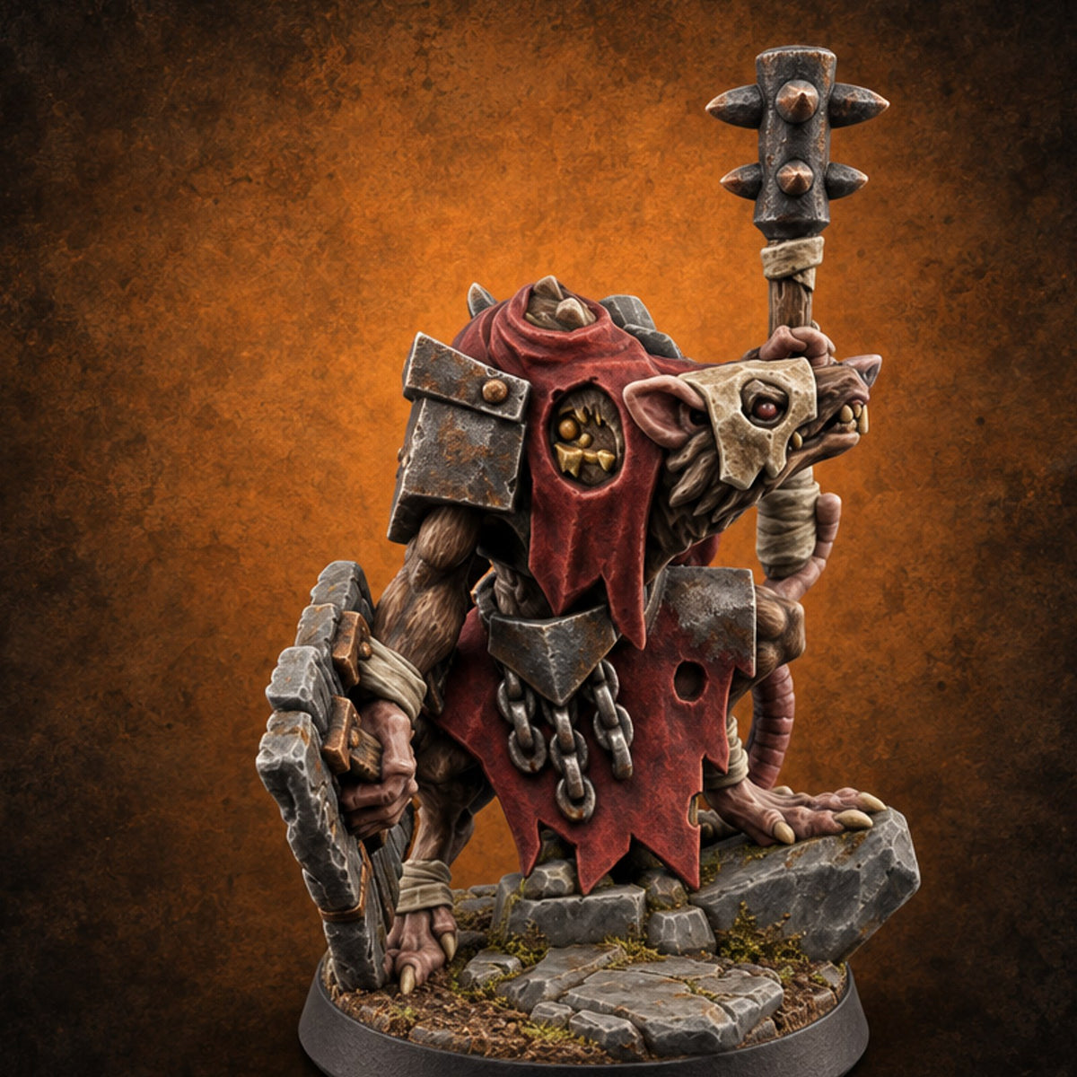 Gnawing on Grudges Ratfolk Warrior C — painted concept preview (miniature supplied unpainted)