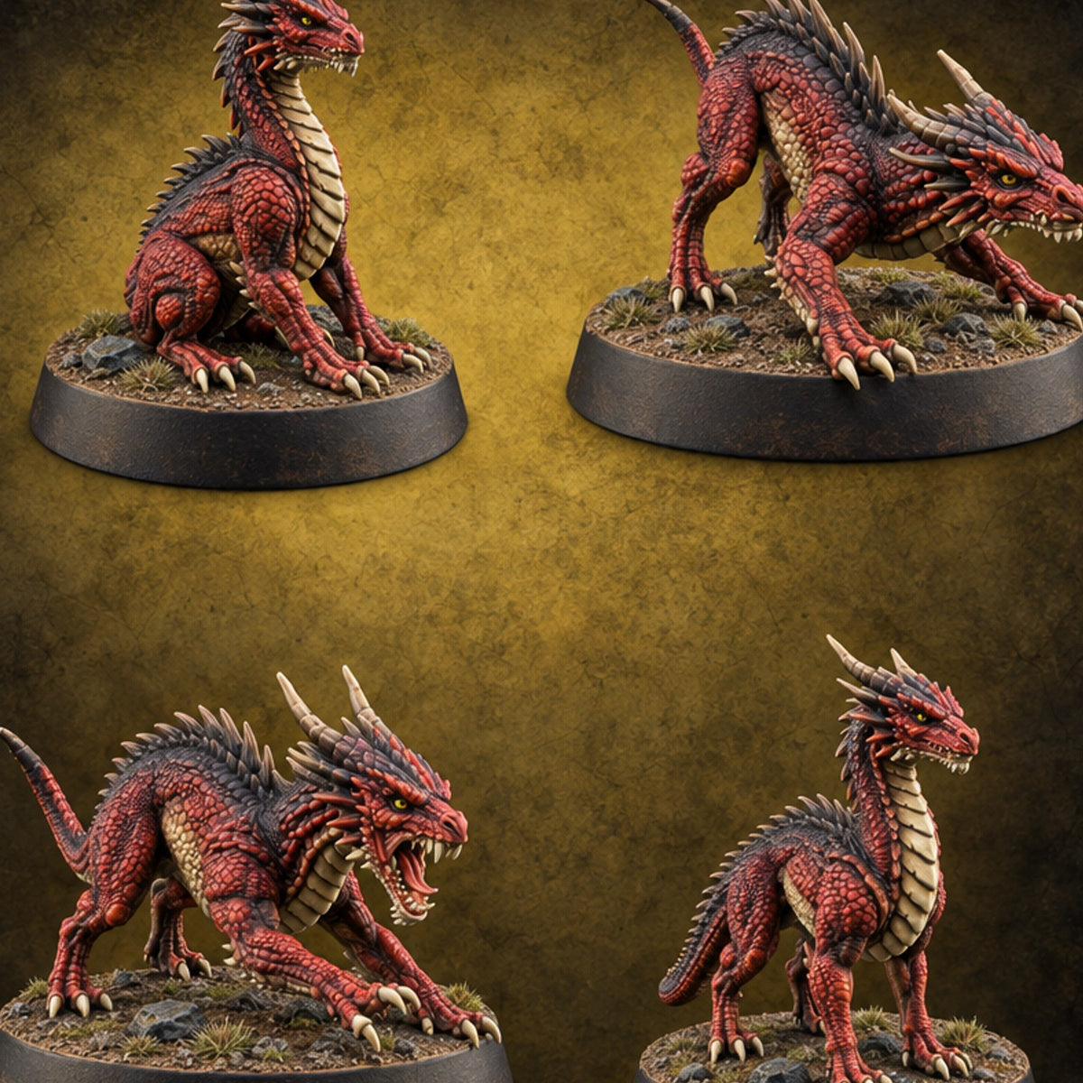 Just Hatched, Already Hunting Dragon Wyrmlings — painted concept preview (miniature supplied unpainted)