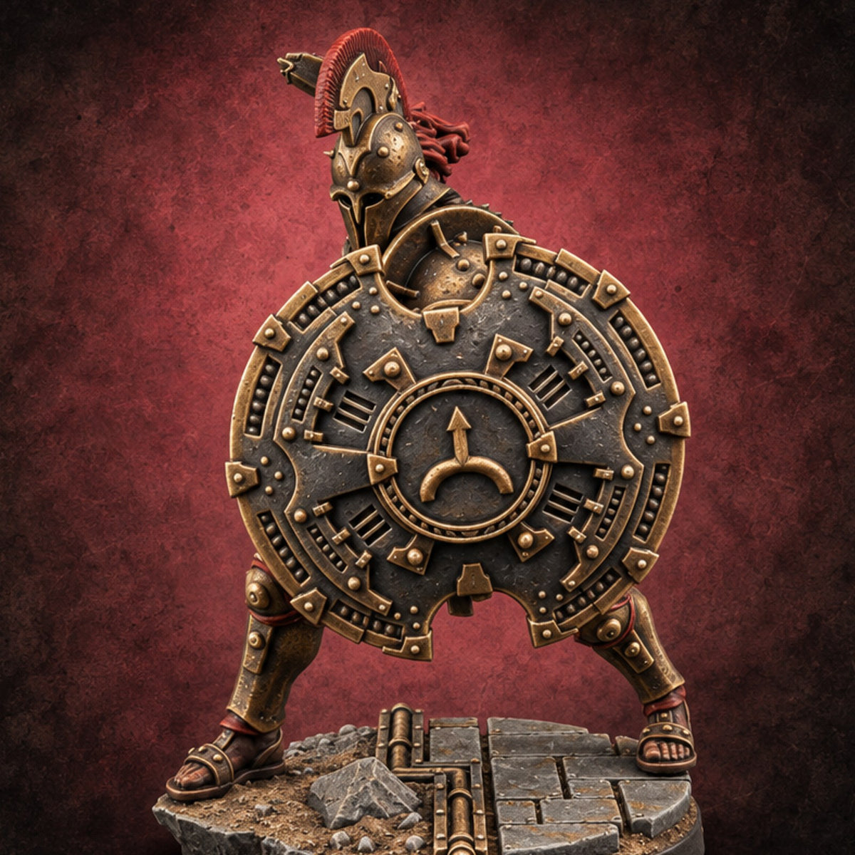 Bronze Wall, Rivet Heavy Human Hoplite Warrior D — painted concept preview (miniature supplied unpainted)