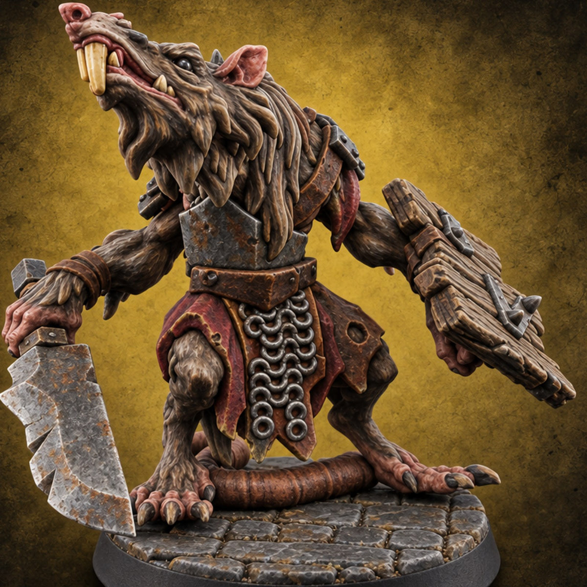 Gutter Court Musters Ratfolk Warrior A — painted concept preview (miniature supplied unpainted)
