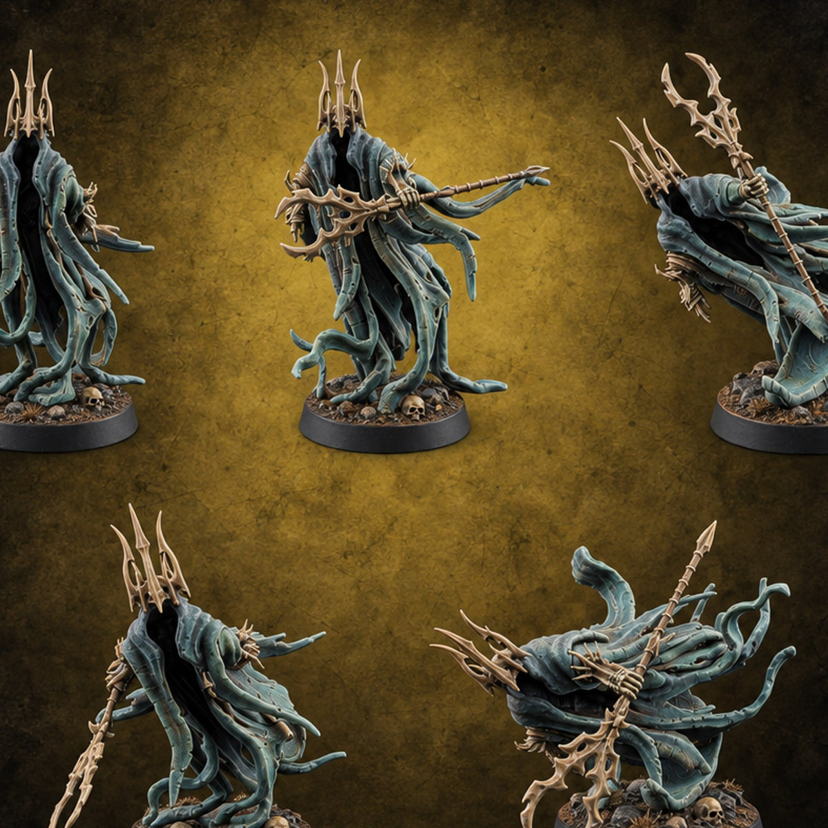 Crowned Over an Empty Hood Wraith Mages — painted concept preview (miniature supplied unpainted)