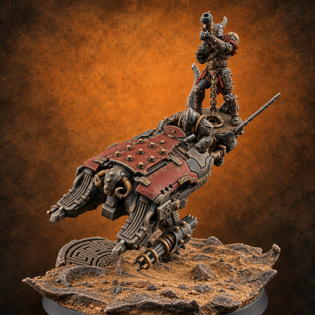 Dust Settles Behind the Pack Human Beast-Bike Rider B — painted concept preview (miniature supplied unpainted)