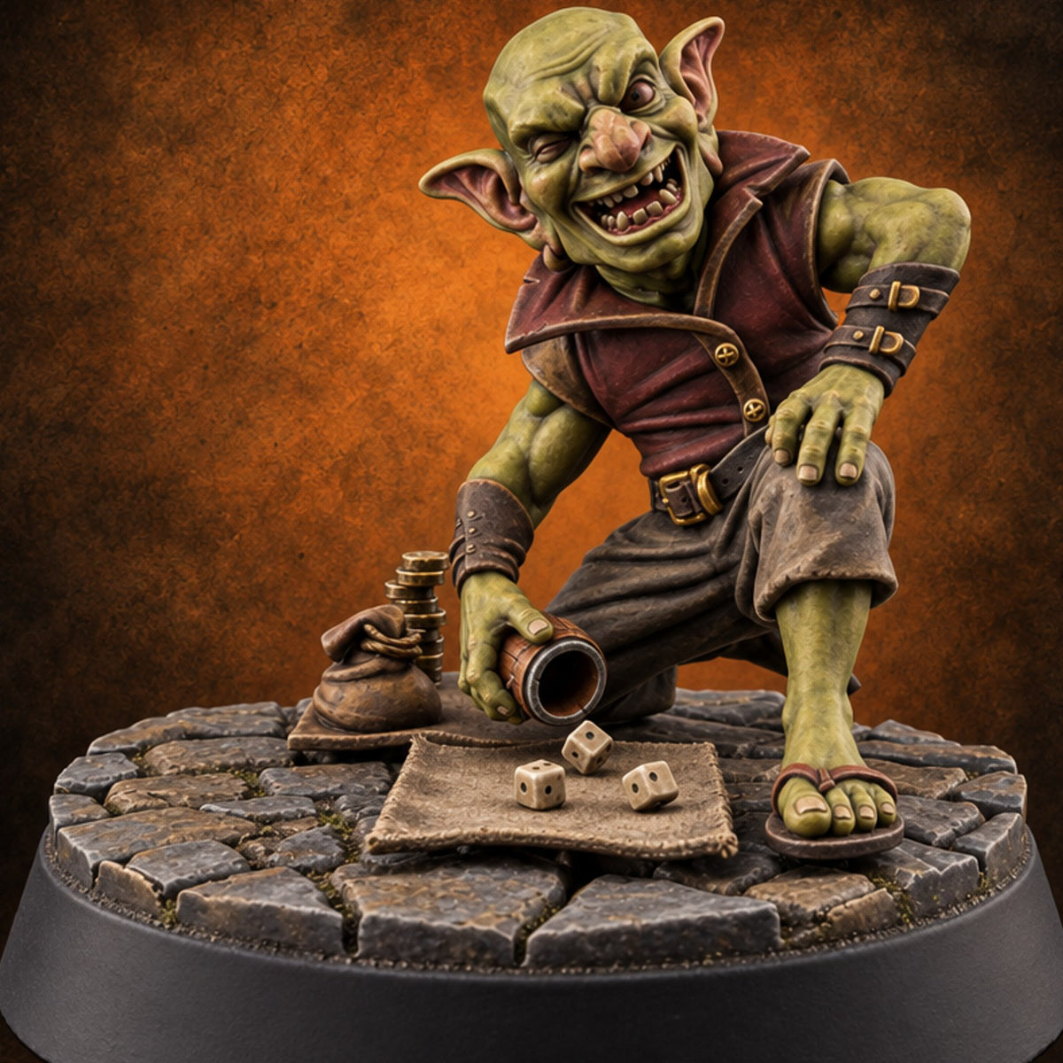 Back-Alley Odds Street Gambler A — painted concept preview (miniature supplied unpainted)