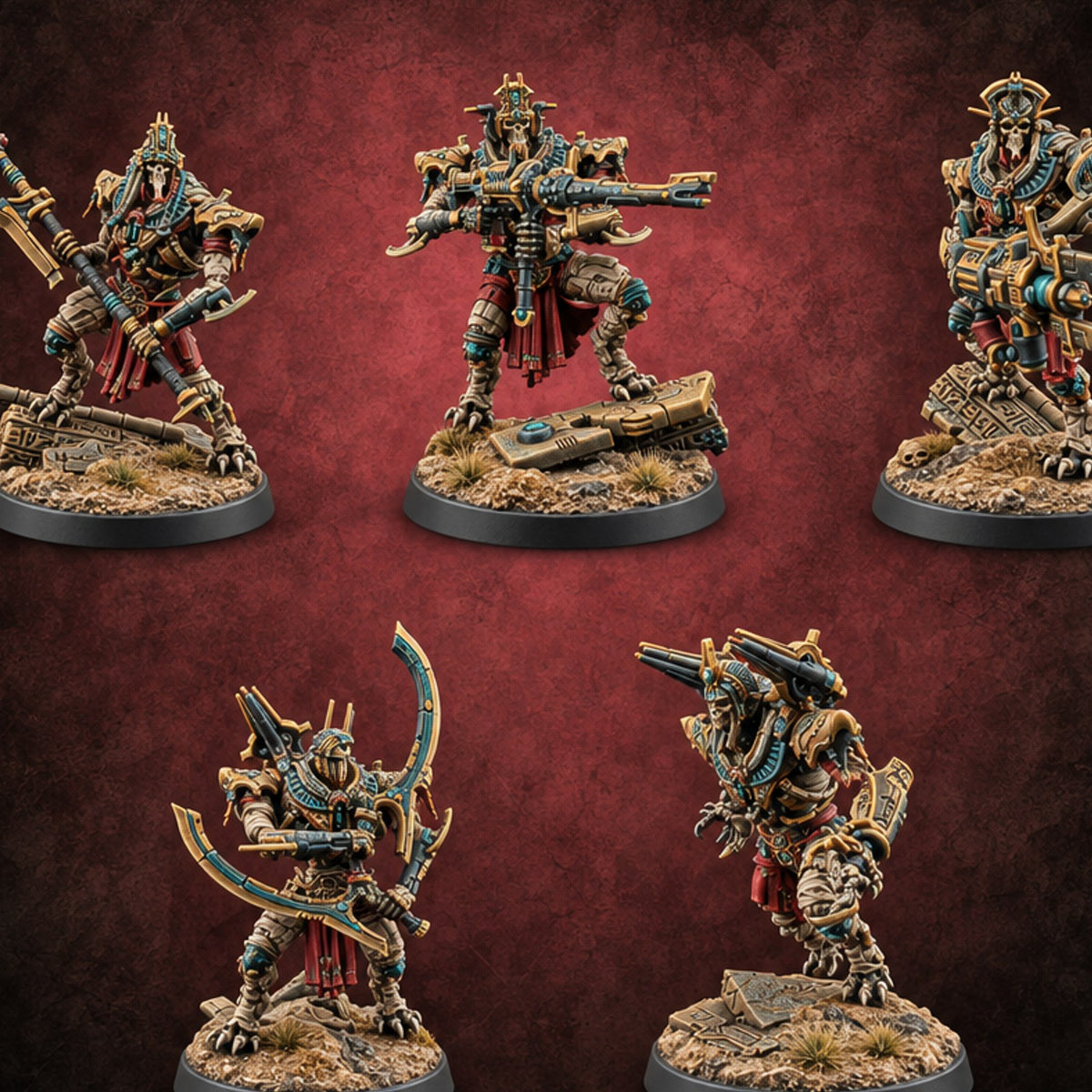 Pharaoh's Honour Guard Reports for Duty Mummy Cybernetic Warriors — painted concept preview (miniature supplied unpainted)