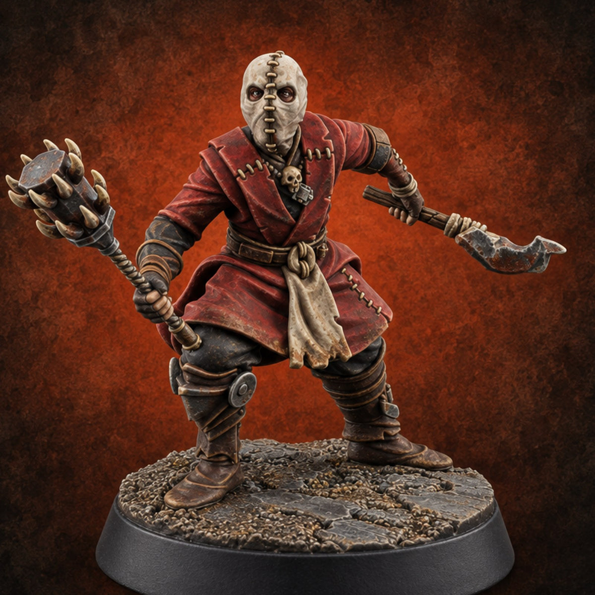 Masks On, Doctrine Off Human Cultist A — painted concept preview (miniature supplied unpainted)