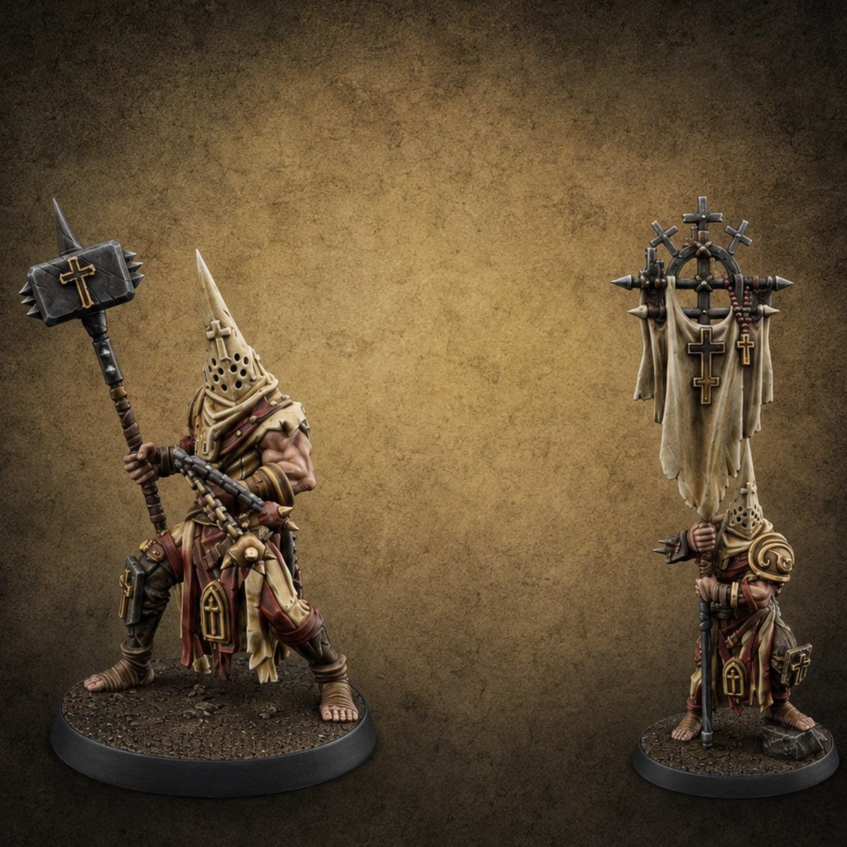 Rallying the Faithful Human Zealots Miniature for Dungeons and Dragons, Pathfinder or other TTRPGs