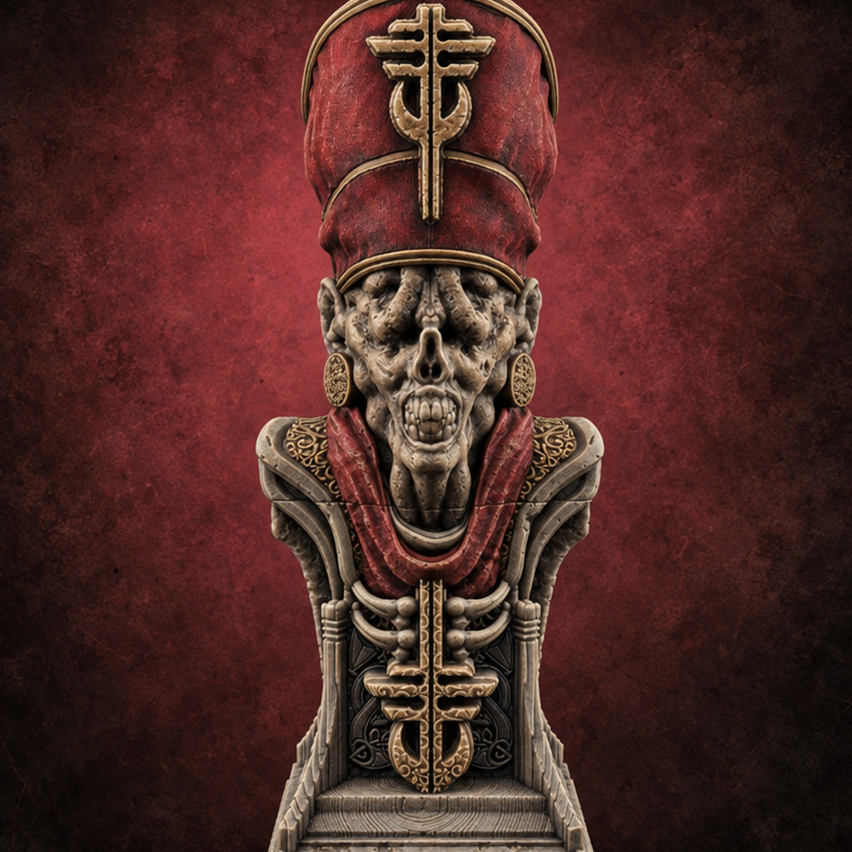 Preaches Through a Dead Jaw Gothic Priest Bust Monument — painted concept preview (terrain supplied unpainted)