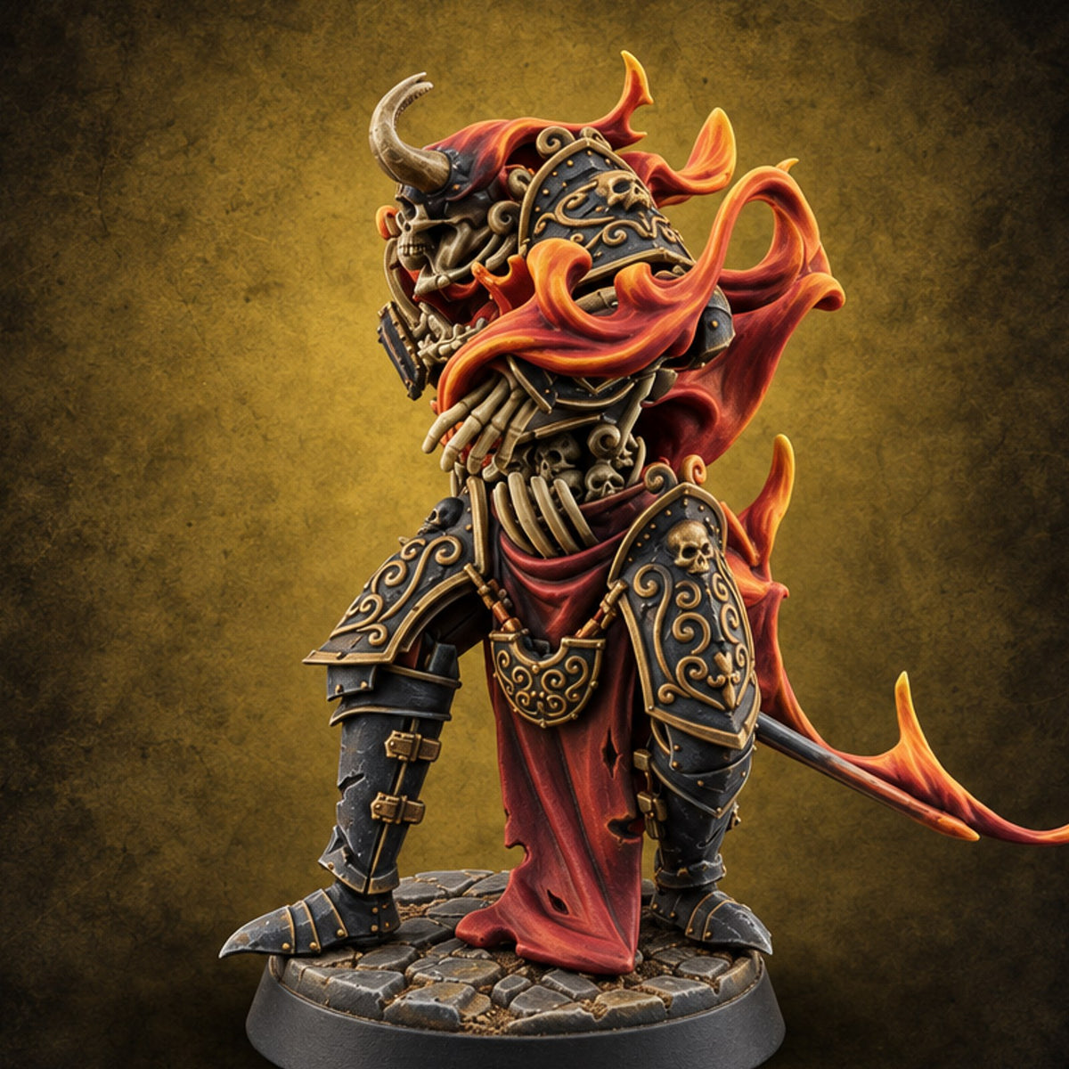 Skulls Aflame Skeleton Warrior E — painted concept preview (miniature supplied unpainted)