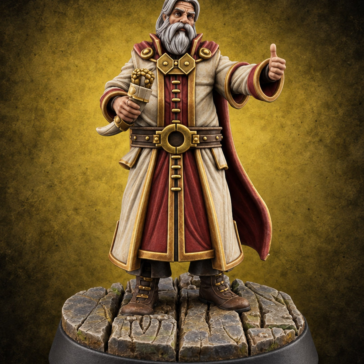 Verdict Pending, Wreath in Hand Human Noble Judge B — painted concept preview (miniature supplied unpainted)