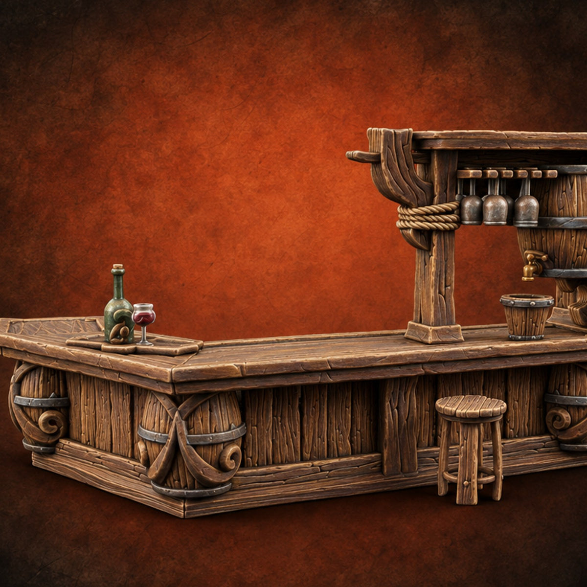 Vintage Needs Pressing Wooden Winery Furniture A — painted concept preview (terrain supplied unpainted)