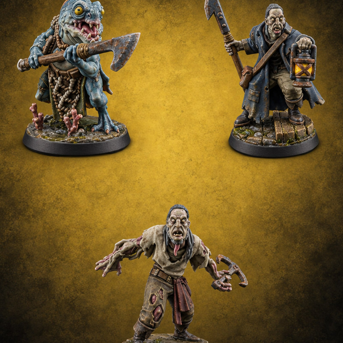 Nobody Asked the Fish Kuo-toa and Zombie Fishermen — painted concept preview (miniature supplied unpainted)