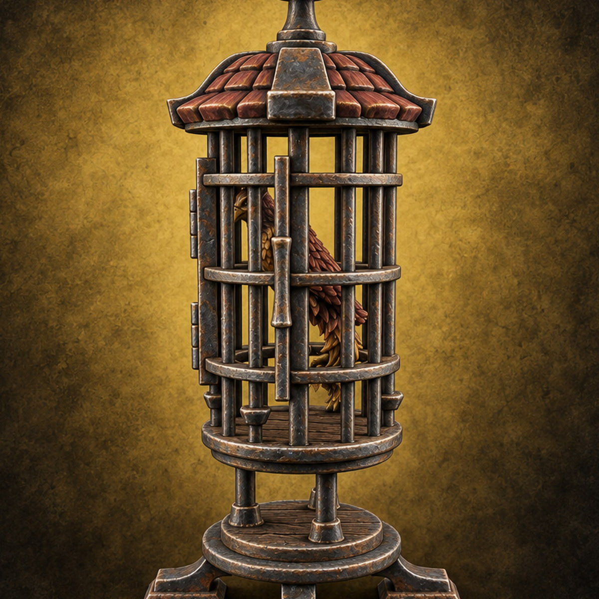 Not Yet Hatched Into Ashes Round Barred Bird Cage — painted concept preview (terrain supplied unpainted)
