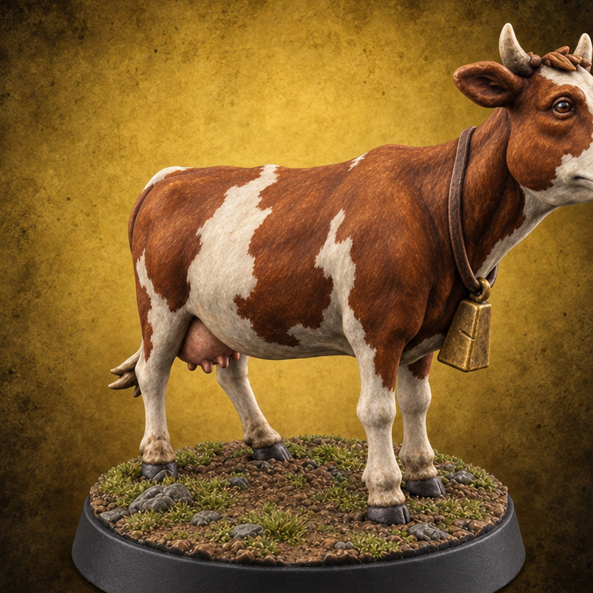 Bell Ringers and Bedtime Cow Farm Animal A — painted concept preview (miniature supplied unpainted)